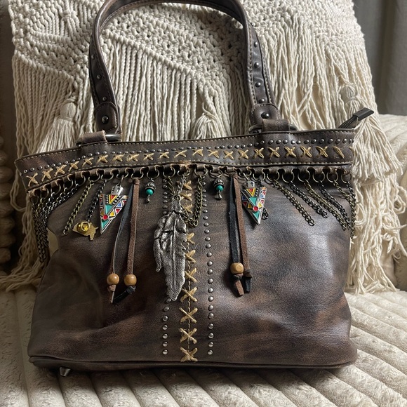 Montana West Handbags - Montana West Brown Embellished Shoulder Bag